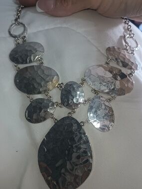 Hammered Silver-Tone Statement Necklace - Women Jewelry